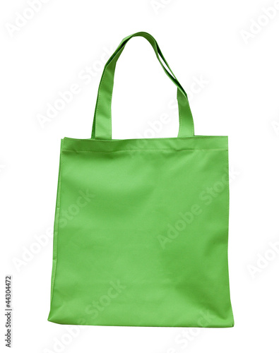 green cotton bag on white isolated background