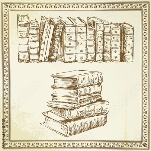 books - hand drawn set