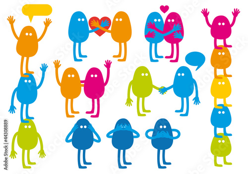 vector monster set with emotions