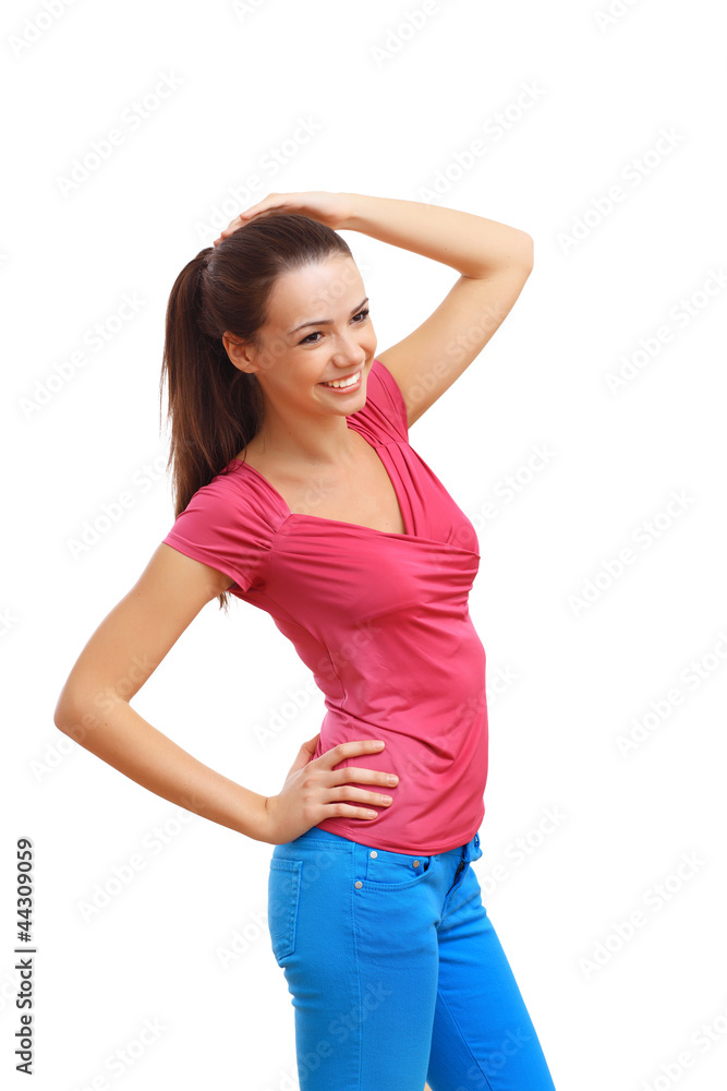 Happy smiling girl dancing Happy smiling girl dancing