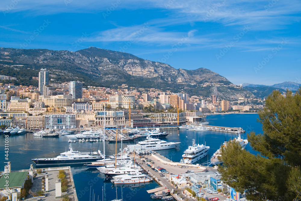 View of the harbor of Monaco in French Riviera.