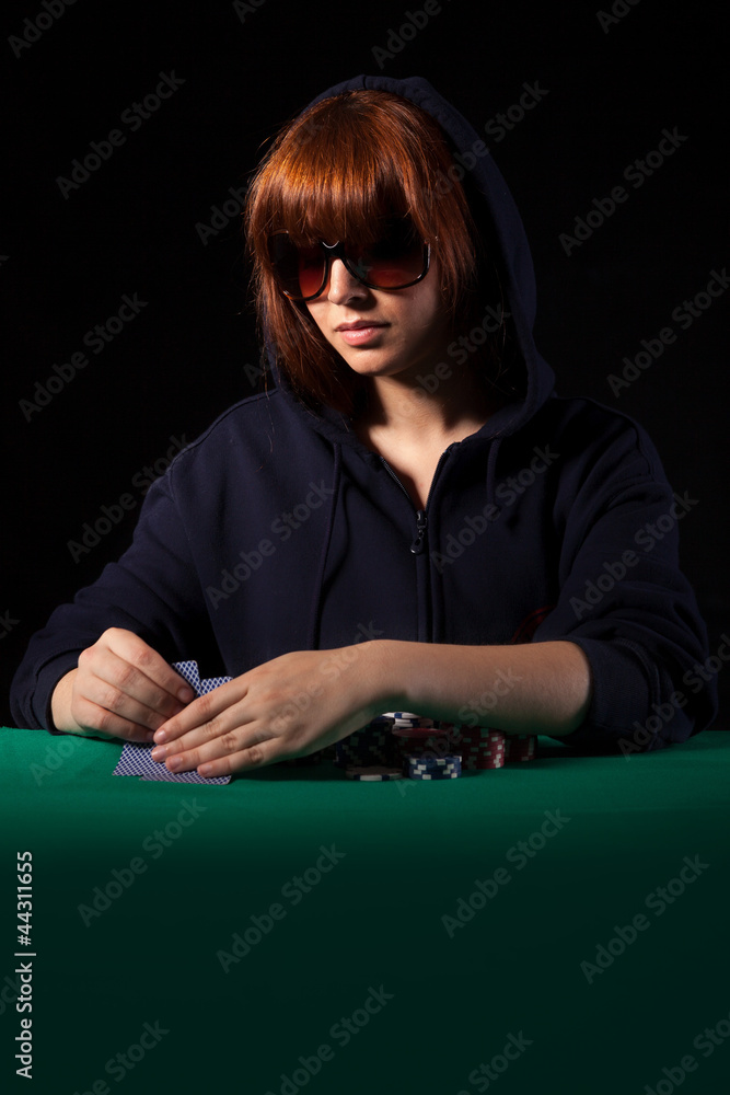 Woman playing poker Woman playing poker