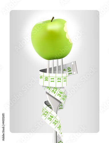Alimentation équilibrée - fourchette et pomme