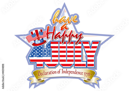 Happy 4th July star and Uncle Sams top hat vector