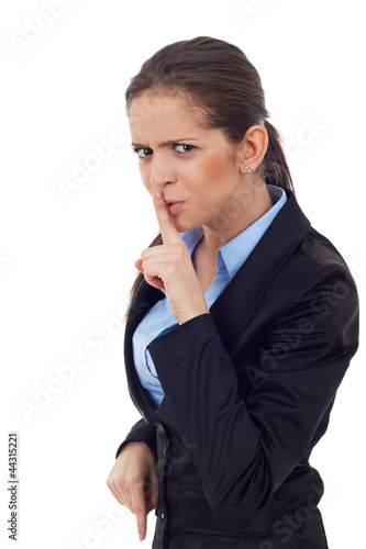 young business woman the silence sign photo