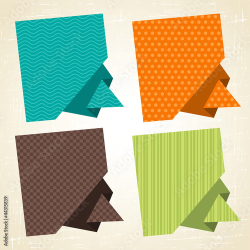Vector origami background. Banner and speech bubbles.