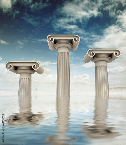 ancient afloat Ionian column as winner podium photo