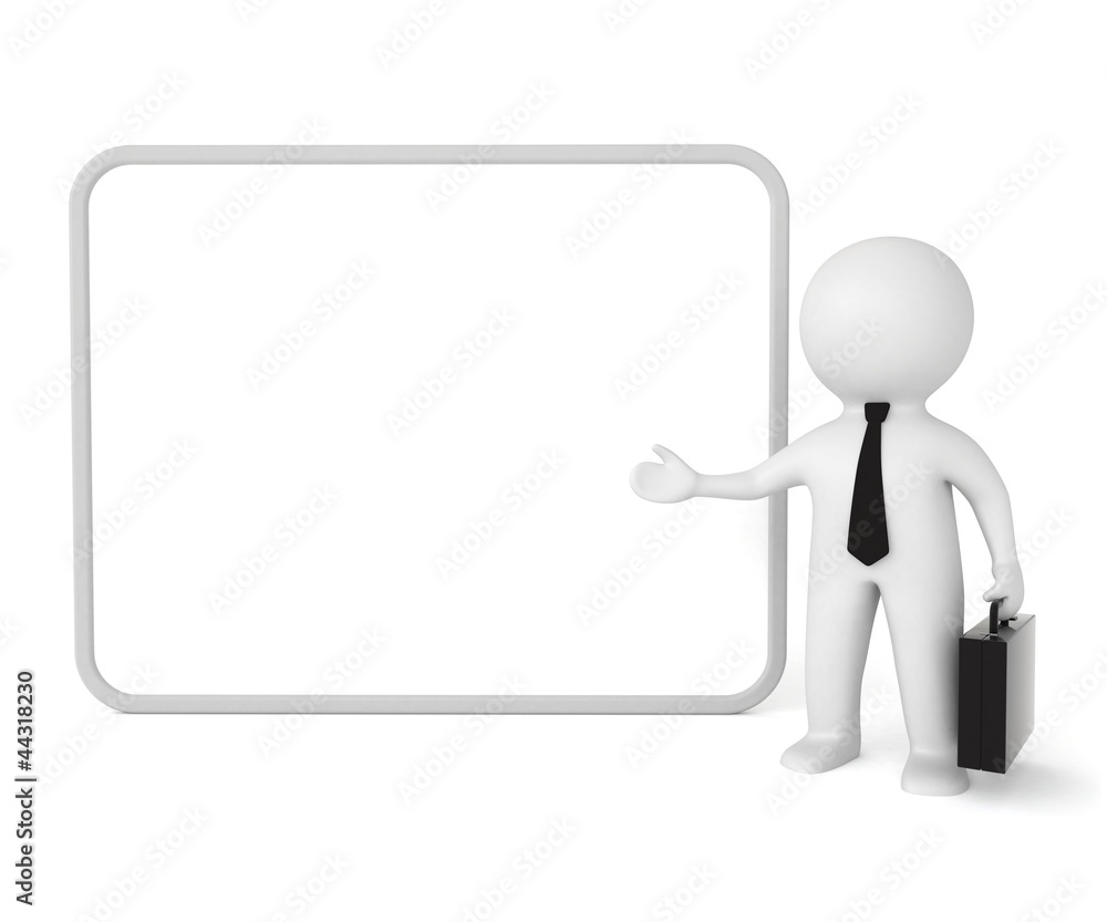 3d businessman with board 3d businessman with board