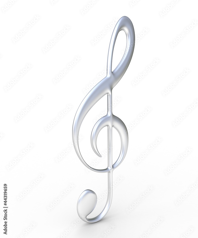 3d metal treble clef isolated on white background 3d metal treble clef isolated on white background