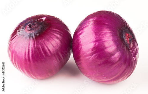 red onions, whole and cut; on white base