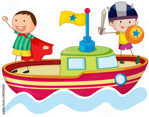 kids playing on ship