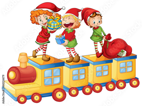 kids playing on train