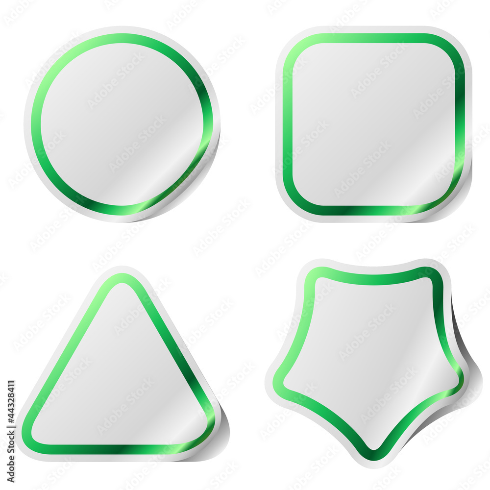 Blank stickers with green frame. Blank stickers with green frame.