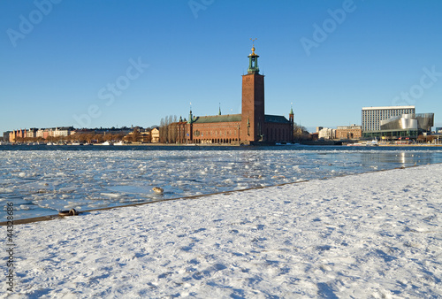 Winter image of Stockholm city hall. photo