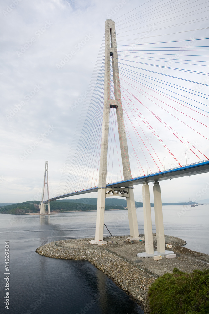 suspension bridge on the Russian island in Vladivostok