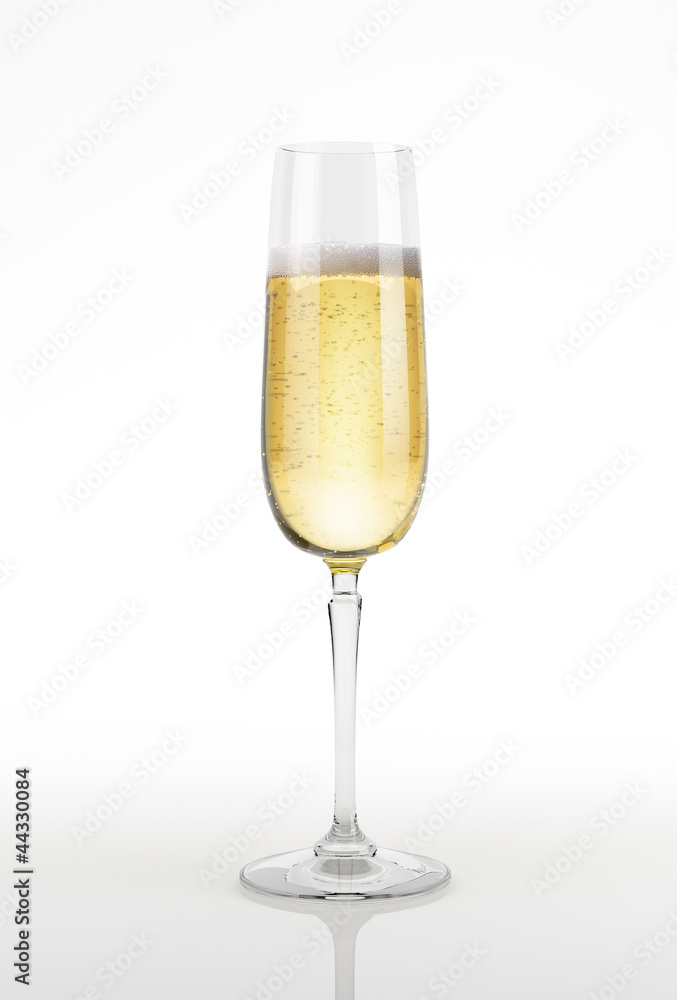 Champagne glass on white surface and background. Champagne glass on white surface and background.