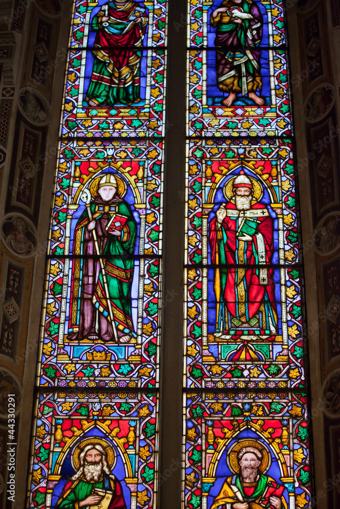 Florence -  Santa Croce: the Baroncelli Chapel.  Stained glass