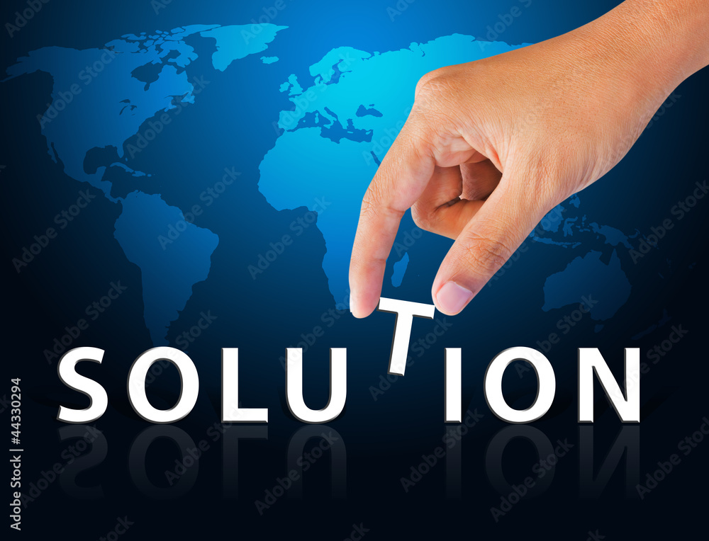 Business hand and word solution