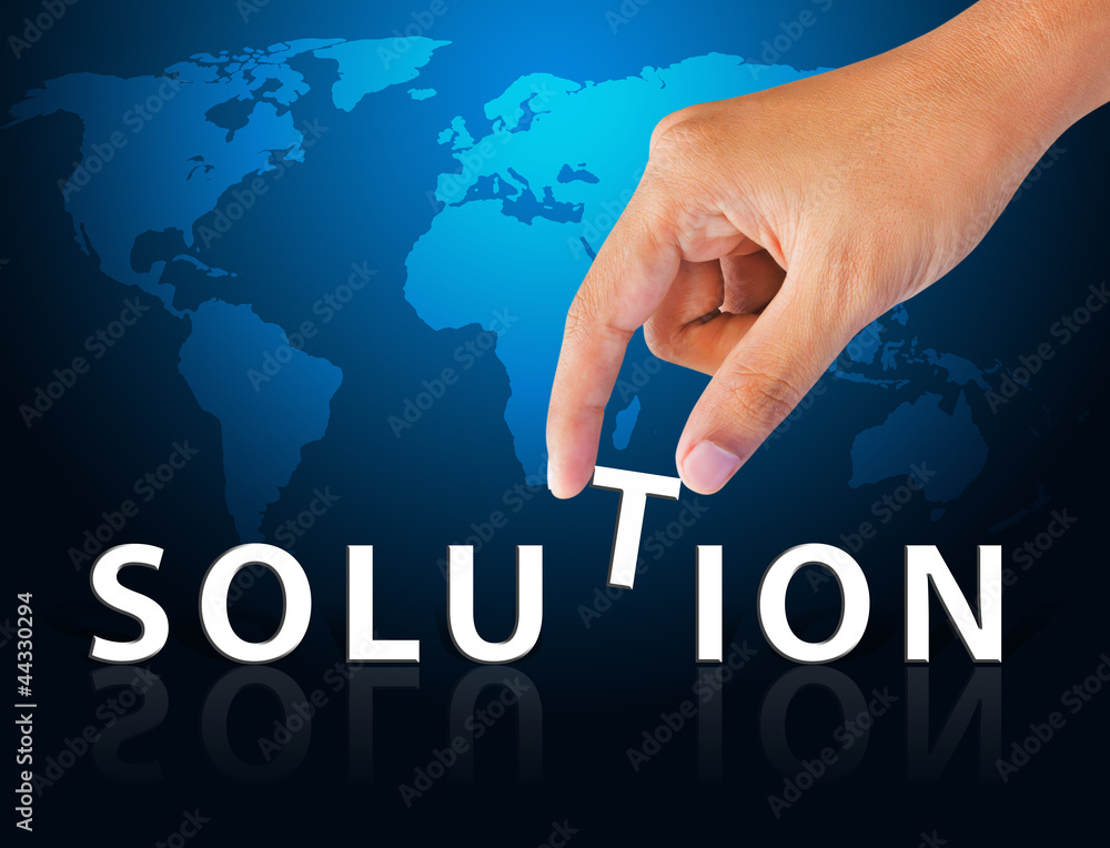 Business hand and word solution Business hand and word solution