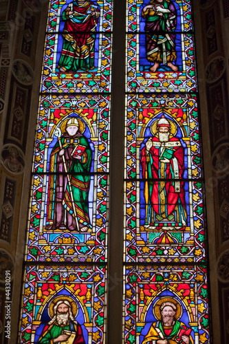 Florence - Santa Croce: the Baroncelli Chapel. Stained glass