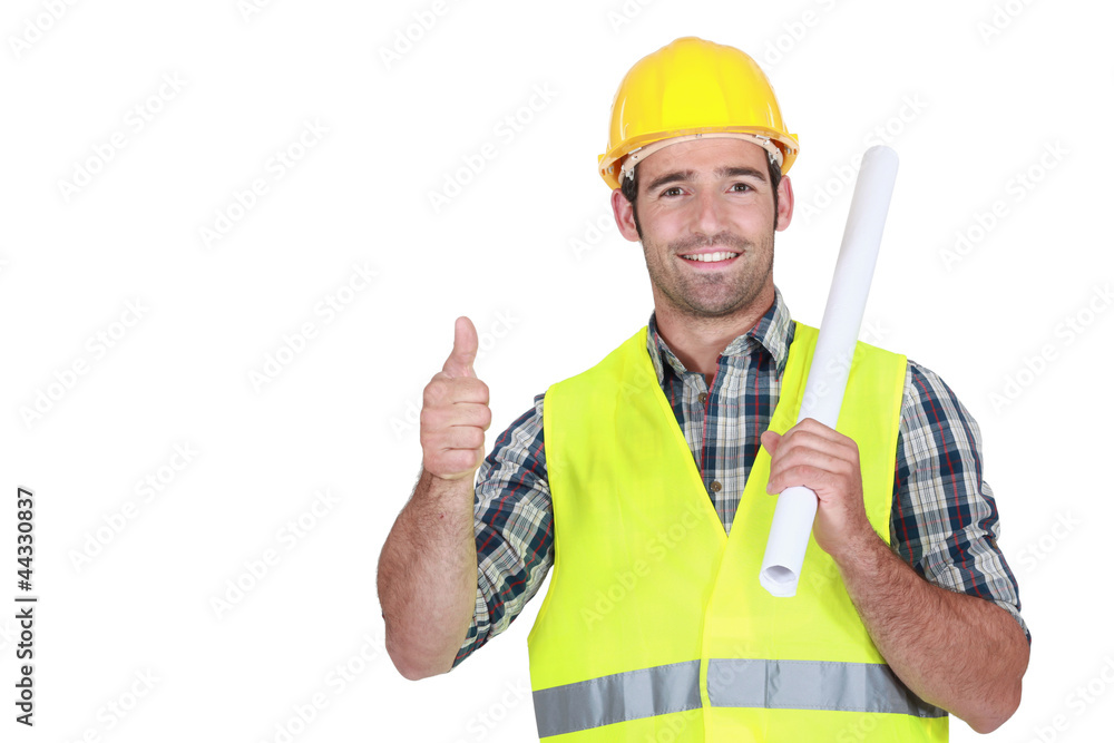 Architect in high-visibility jacket Architect in high-visibility jacket