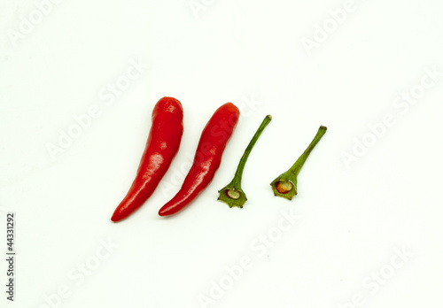 Separate Thai red hot chili on white background