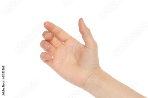 Fényképezés Woman hand like holding mobile phone, card, tablet pc