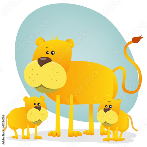 Fototapeta Naklejka Na Ścianę i Meble -  Female Lion And Its Babies