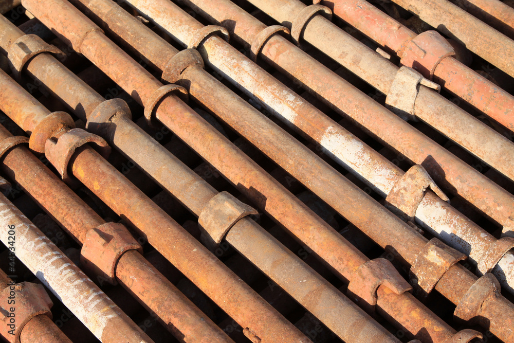 steel tube components in a construction site