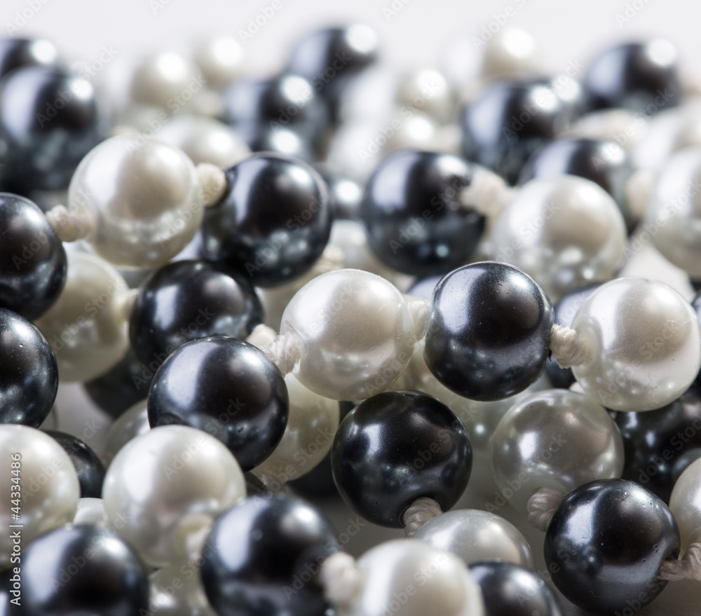String of black and white pearls String of black and white pearls