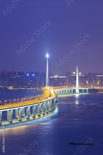Hong Kong Shenzhen Western Corridor Bridge at night