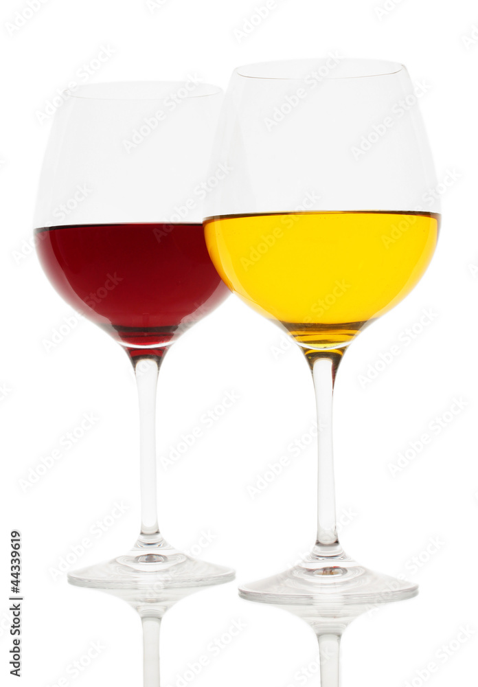 two glasses of wine isolated on white two glasses of wine isolated on white