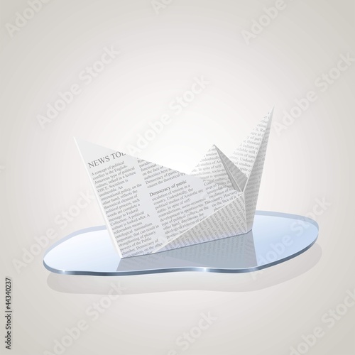 newspaper ship origami vector