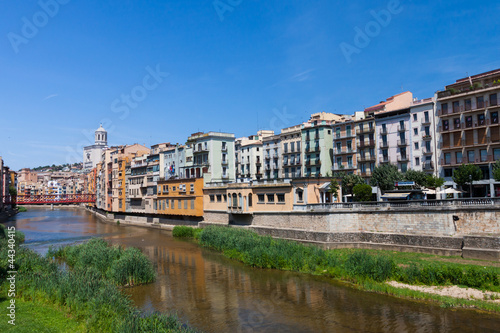 View from the bridge in Girona old town in Spain © romantsubin