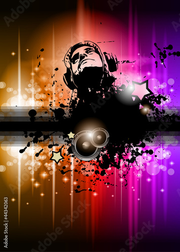Disco club flyer with a lot of abstract colorful design