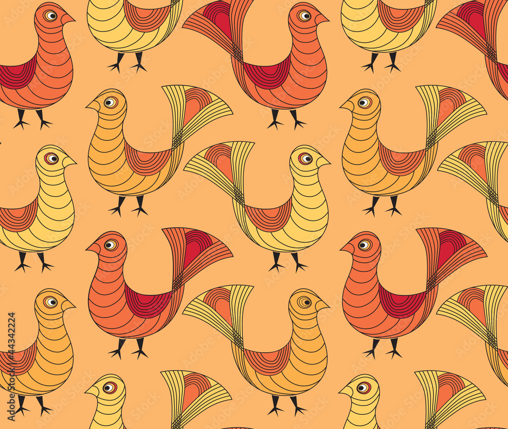 Obraz premium seamless pattern from birds in ethnic graphic style