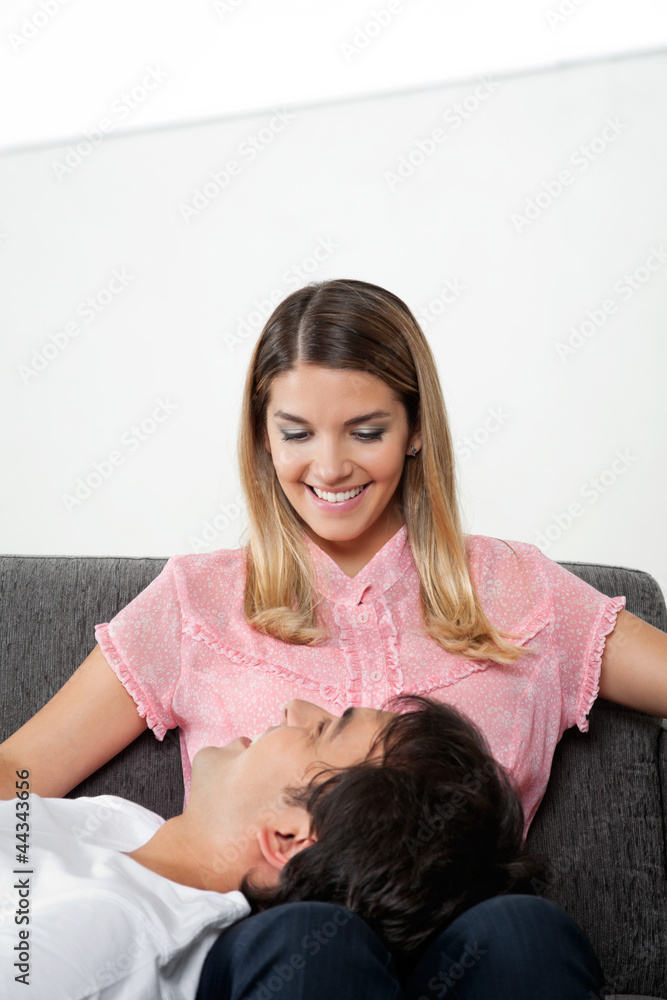 Man Sleeping On Woman's Lap Man Sleeping On Woman's Lap