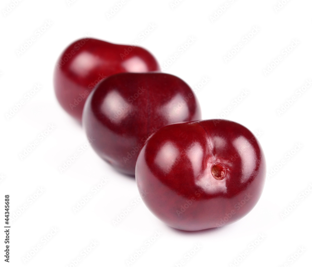 Group of Sweet Fresh Cherries Isolated on White Background Group of Sweet Fresh Cherries Isolated on White Background