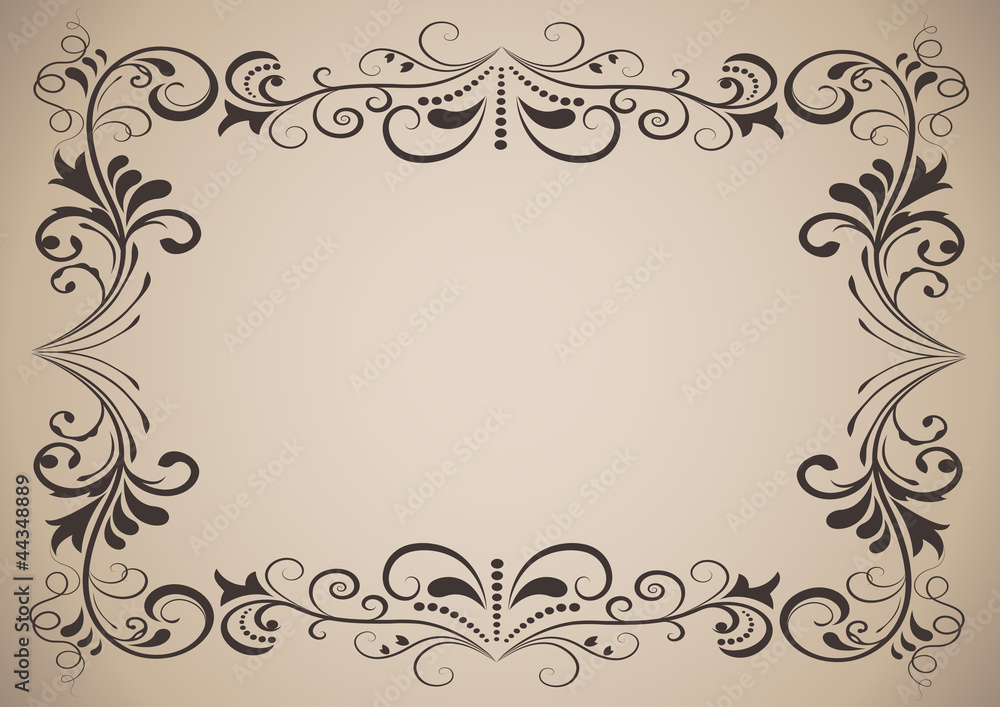 Horizontal vintage ornamental frame