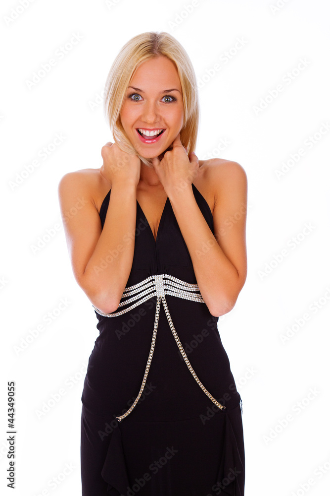 Portrait of beautiful woman posing on white background Portrait of beautiful woman posing on white background