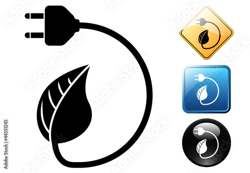 Green energy pictogram and icons