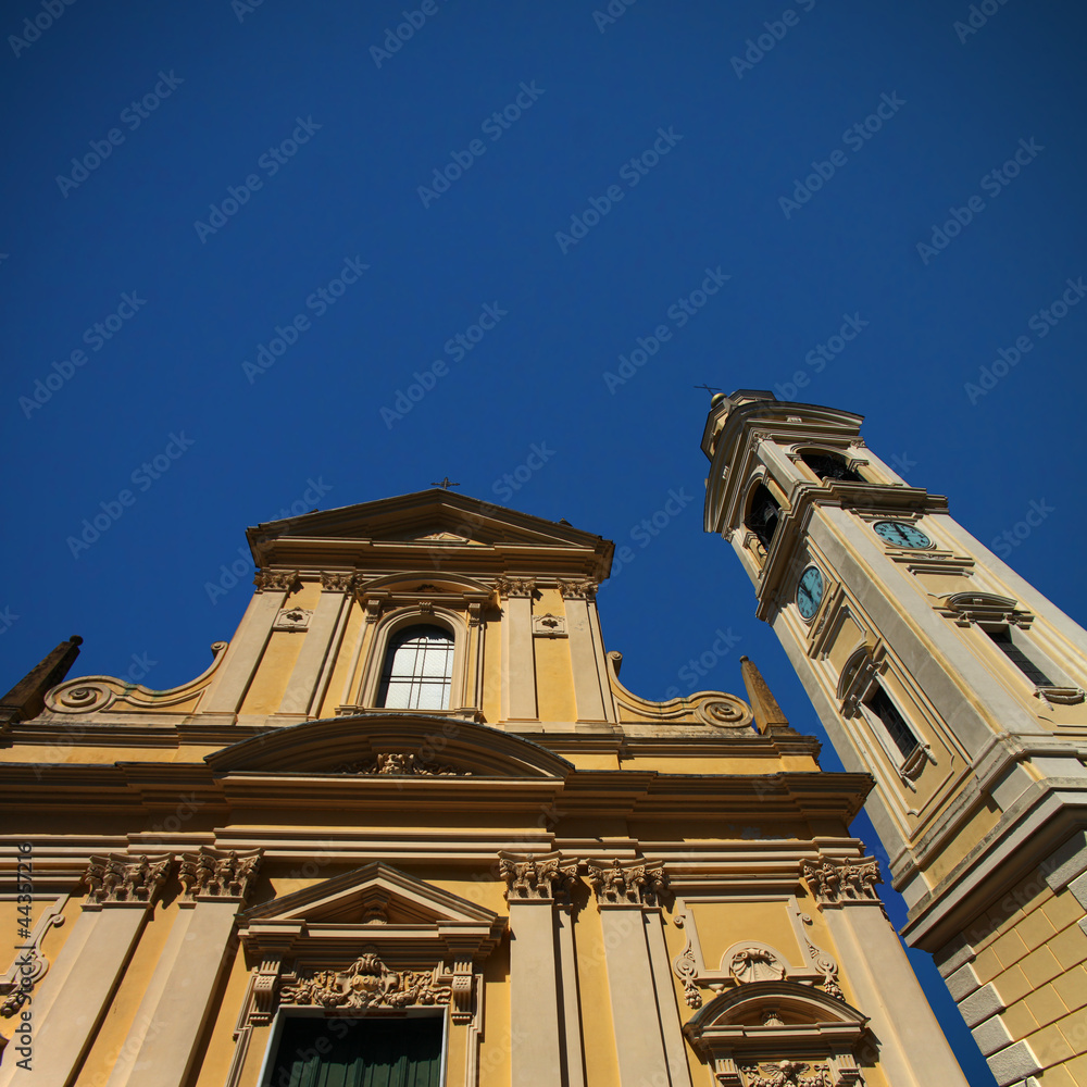 Baroque facade with bell tower, Italy