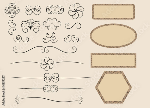 set of retro calligraphic design elements vector illustration