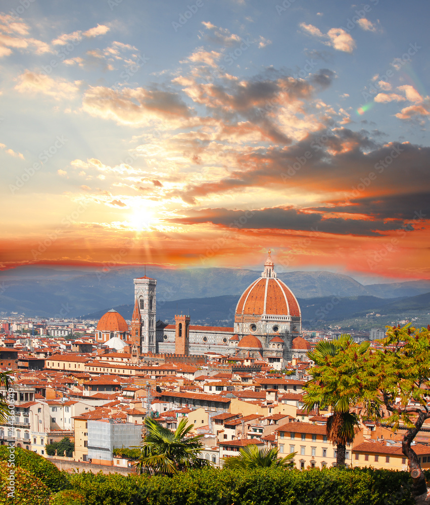 Florence cathedral with city view in Italy