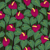 seamless anturium flower pattern background