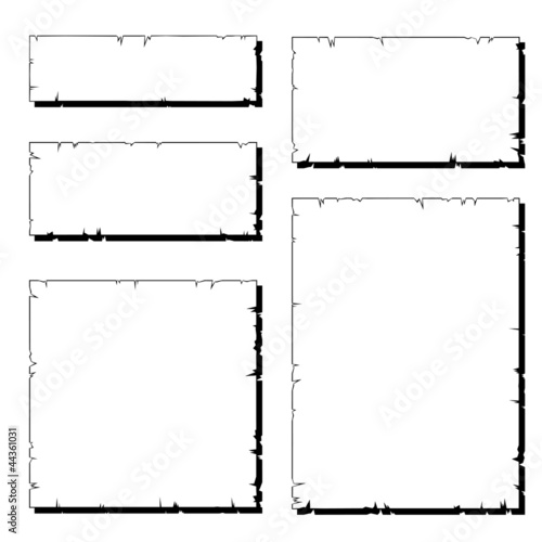 set of white ripped old paper frame with shadow