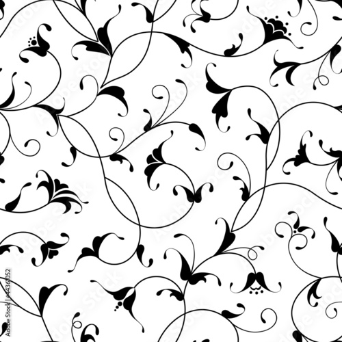 floral oriental black isolated seamless background