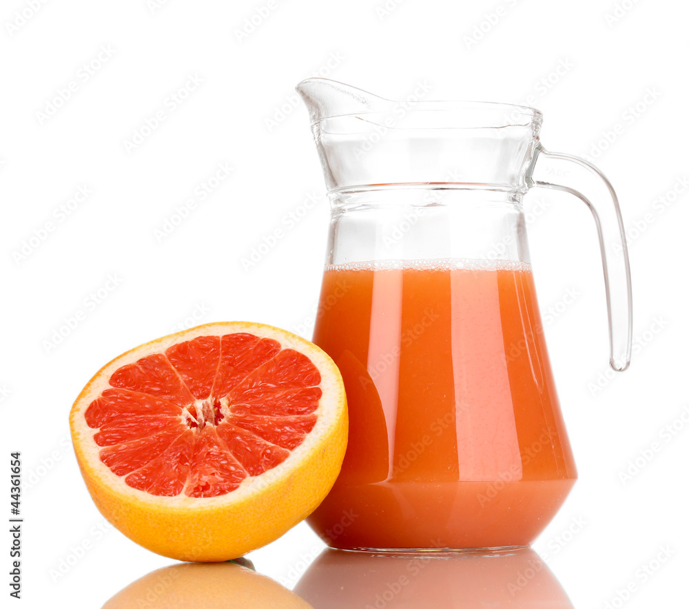 Grapefruit juice and grapefruit isolated on white Grapefruit juice and grapefruit isolated on white