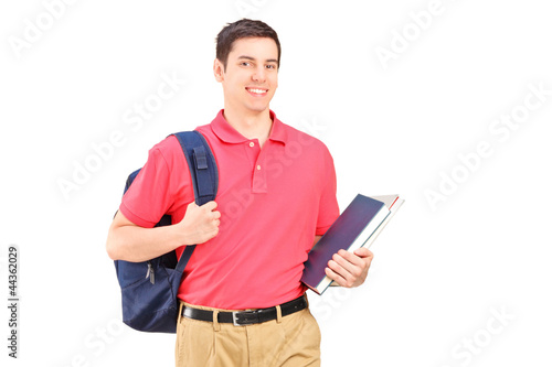 A male student walking