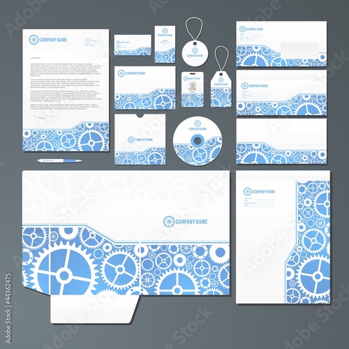 Stationery set with mechanics inspired illustration